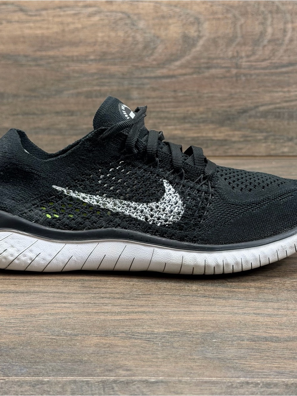 Nike Womens Free RN Flyknit 2018 Black Knit Comfort Running Shoes Size US 6
